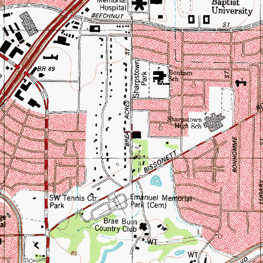 Topographic Map of Fountain of Faith Baptist Church, TX