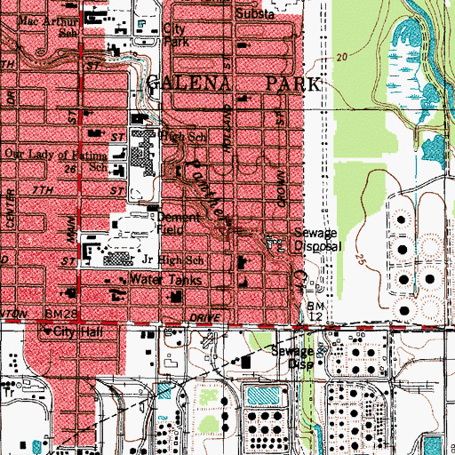 Topographic Map of Galena Park Church of the Nazarene, TX