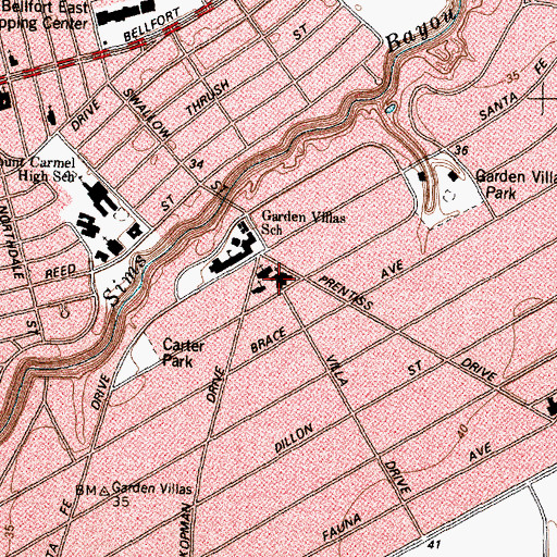 Topographic Map of Garden Villas United Methodist Church, TX