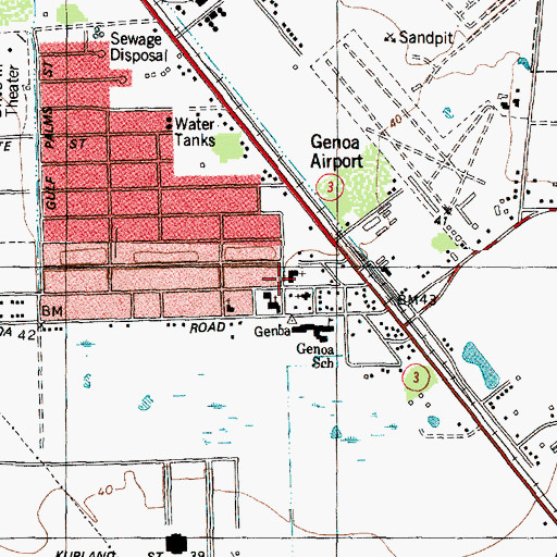 Topographic Map of Genoa Methodist Church, TX