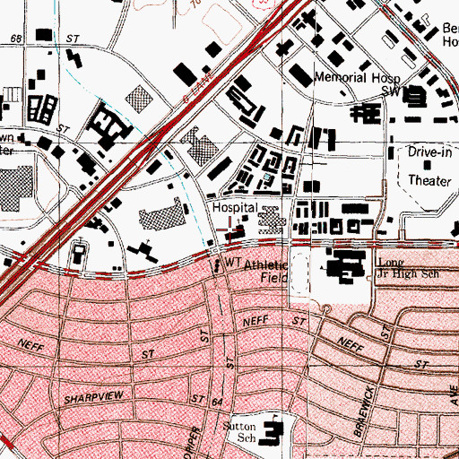Topographic Map of Gethsemane United Methodist Church, TX