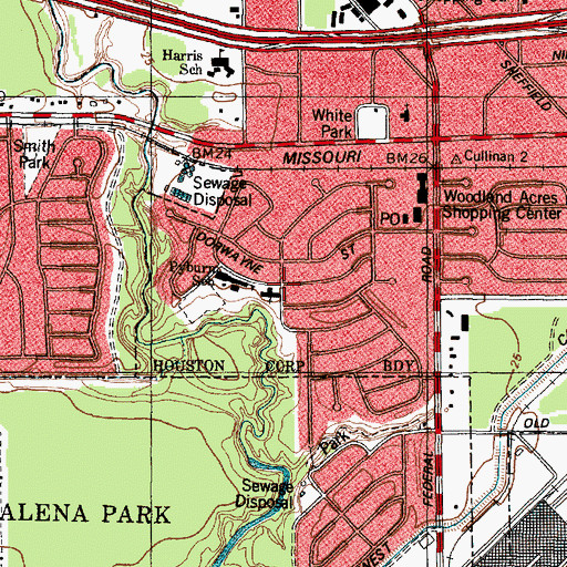 Topographic Map of Glendale Baptist Church, TX