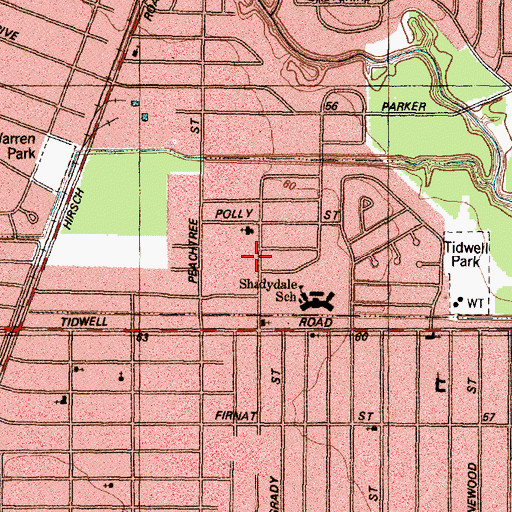 Topographic Map of Greater Oak Grove Baptist Church, TX