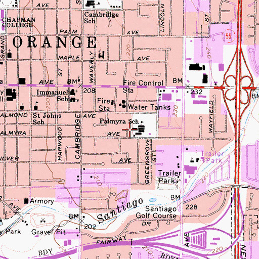 Topographic Map of Palmyra Elementary School, CA