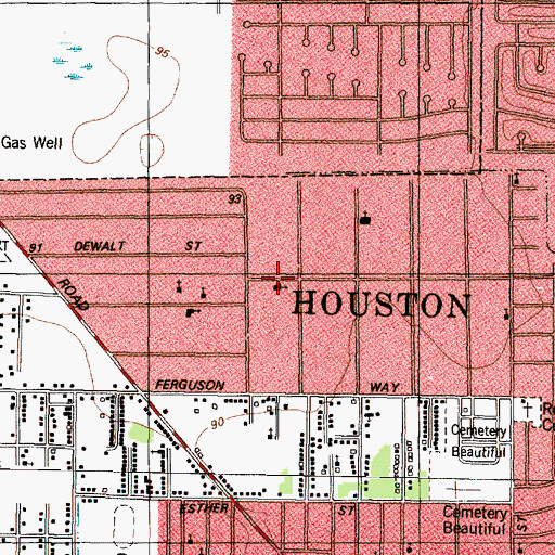 Topographic Map of Greater Pleasant Grove Baptist Church, TX