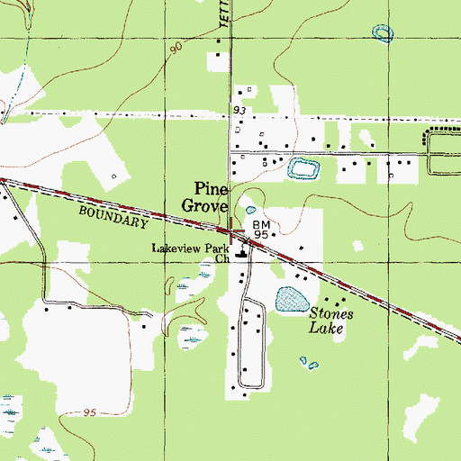 Topographic Map of Greenwood Baptist Church, TX