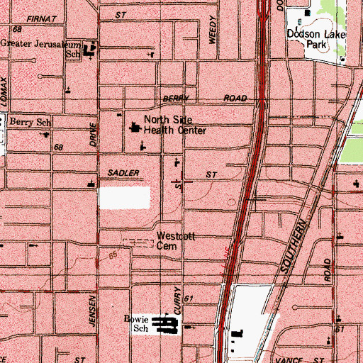 Topographic Map of Hill Zion Missionary Baptist Church, TX