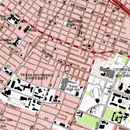 Topographic Map of Holman Street Baptist Church, TX
