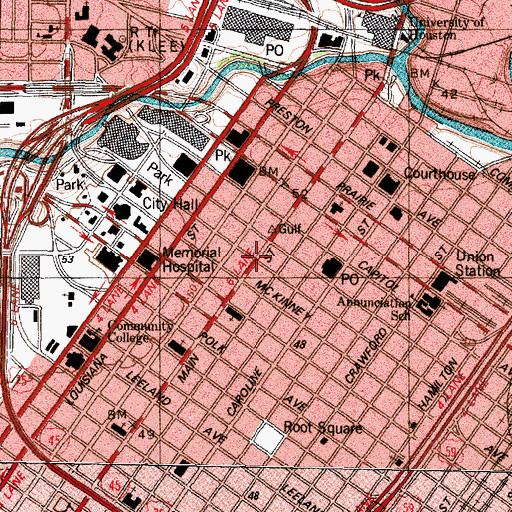 Topographic Map of Holy Cross Catholic Chapel, TX