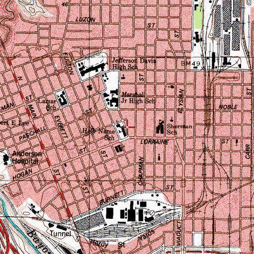 Topographic Map of Holy Name Catholic Church, TX