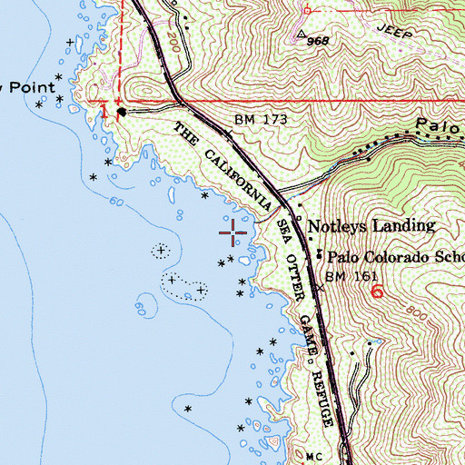 Topographic Map of Palo Colorado Canyon, CA