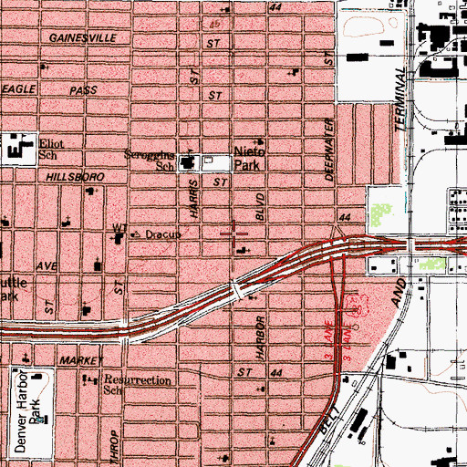 Topographic Map of Iglesia Bautista Neuva Jerusalem, TX
