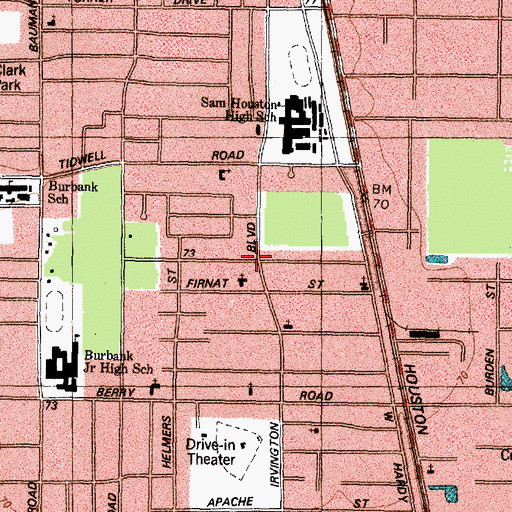 Topographic Map of Iglesia Bautista Nueva Creacion, TX