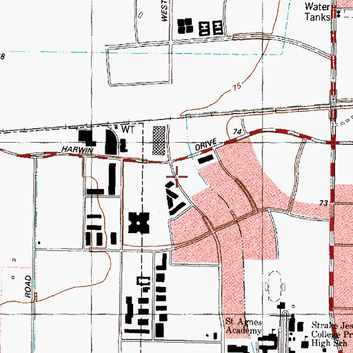 Topographic Map of Iglesia Cristiana Monte de Sion, TX