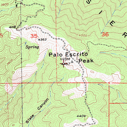 Topographic Map of Palo Escrito Peak, CA