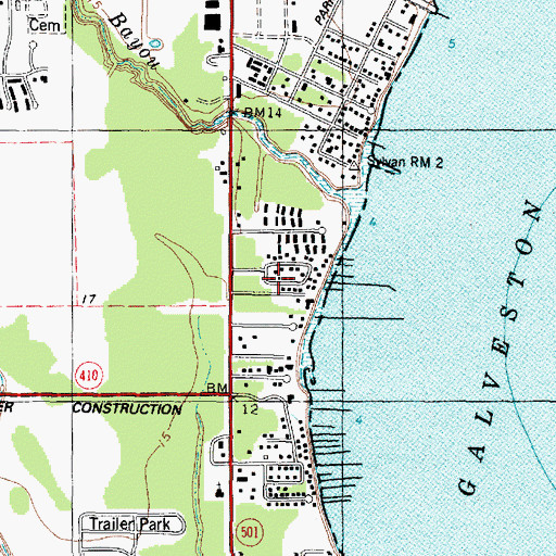 Topographic Map of Bay Green Colony, TX