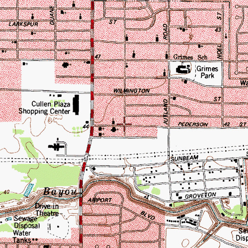 Topographic Map of Bayou Estates, TX