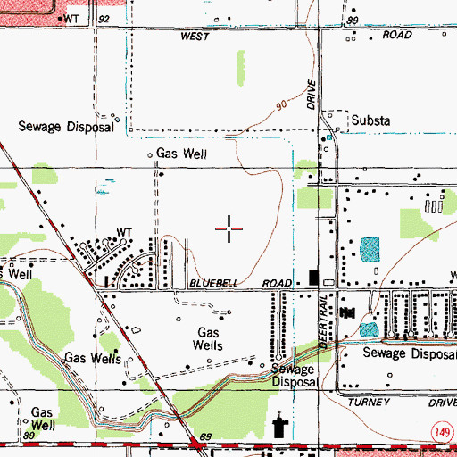 Topographic Map of Blue Bell Manor, TX