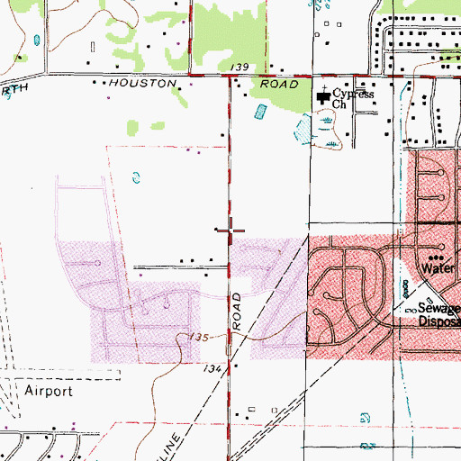 Topographic Map of Bonaire, TX