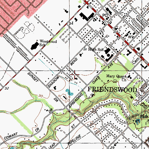 Topographic Map of Bradley Meadows, TX