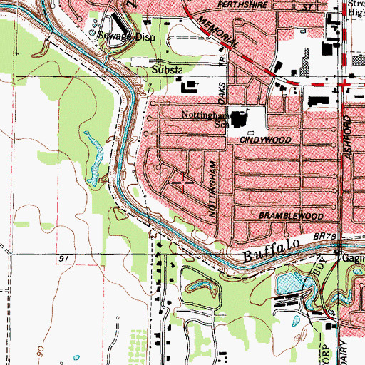 Topographic Map of Briar Forest, TX