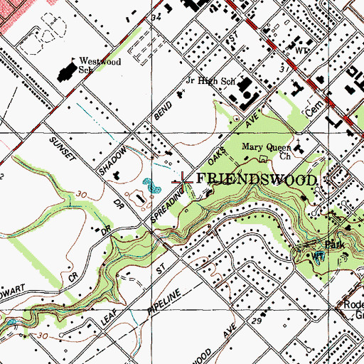 Topographic Map of Brook Meadows, TX