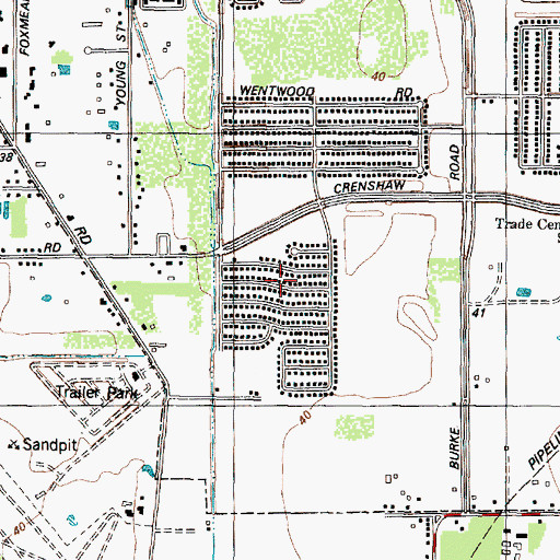 Topographic Map of Burke Meadow, TX