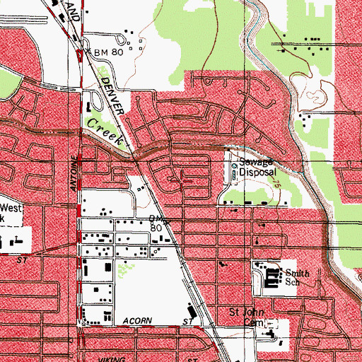 Topographic Map of Candlelight Oaks Village, TX