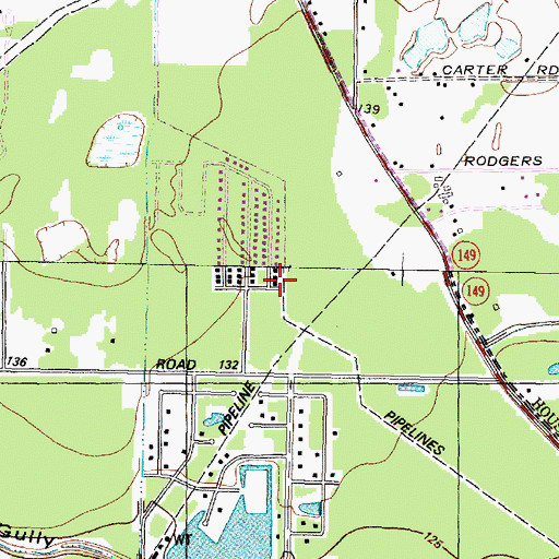 Topographic Map of Canterbury Forest, TX