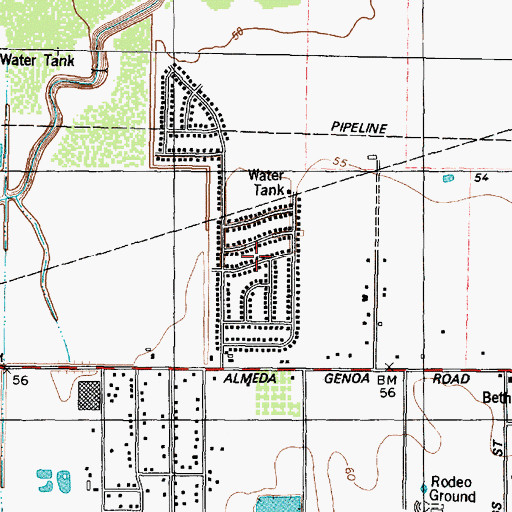 Topographic Map of Canterbury Village, TX