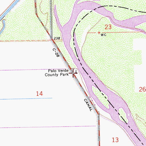 Topographic Map of Palo Verde County Park, CA