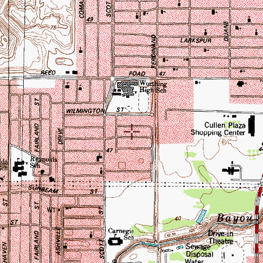 Topographic Map of Carolina Gardens, TX