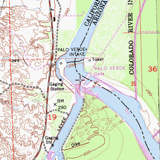 Topographic Map of Palo Verde Dam, CA