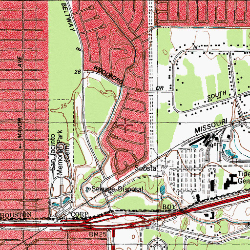 Topographic Map of Channel Wood, TX