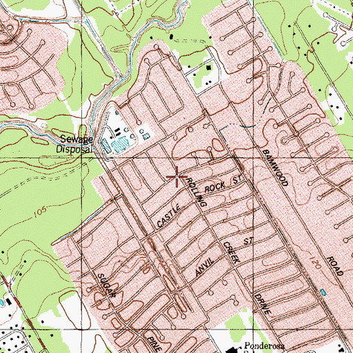 Topographic Map of Chantilly Woods, TX