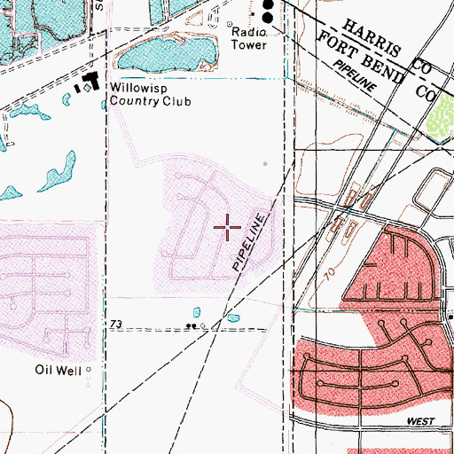 Topographic Map of Chasewood, TX