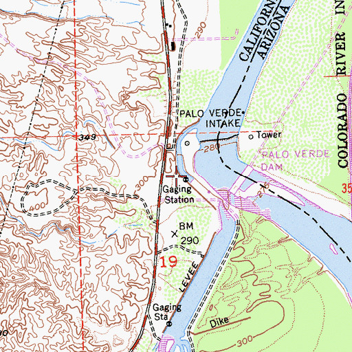 Topographic Map of Palo Verde Intake, CA