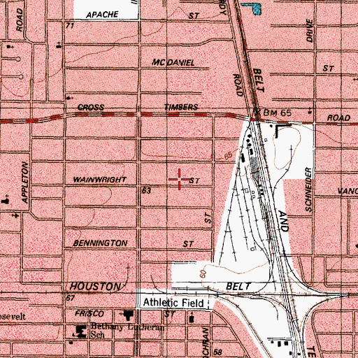 Topographic Map of Colonial Gardens, TX