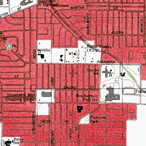 Topographic Map of Parkview Manor, TX
