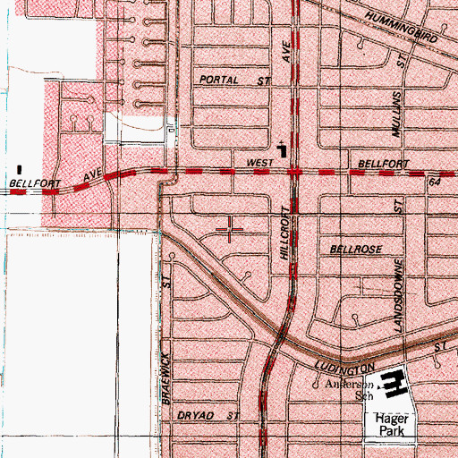 Topographic Map of Parkwest, TX