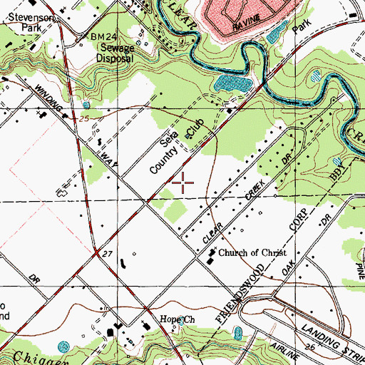 Topographic Map of Parkwood Village, TX