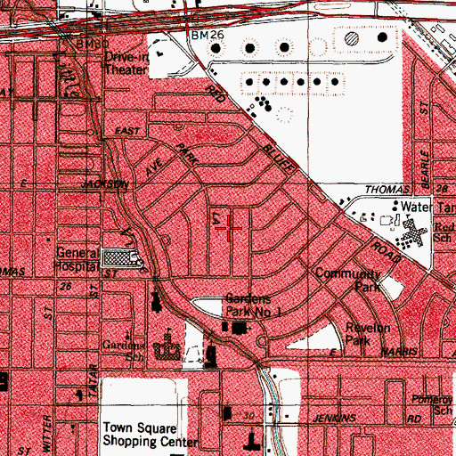 Topographic Map of Pasadena Gardens, TX
