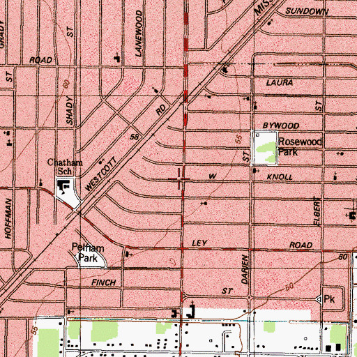 Topographic Map of Pelham Place, TX