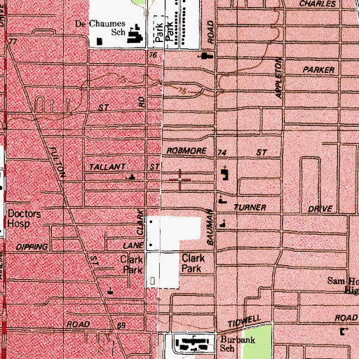 Topographic Map of Pembroke Place, TX