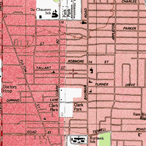 Topographic Map of Pembroke Place, TX