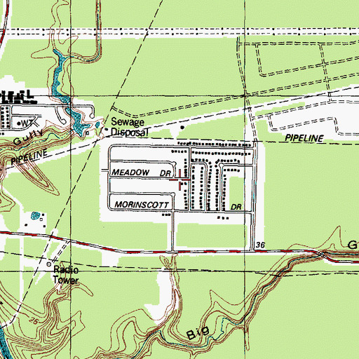 Topographic Map of Pine Trails, TX
