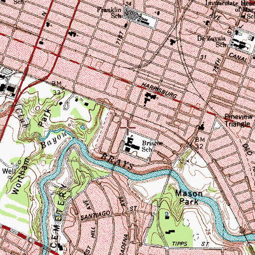 Topographic Map of Pine View Manor, TX