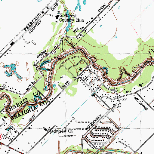 Topographic Map of Pineshadows, TX