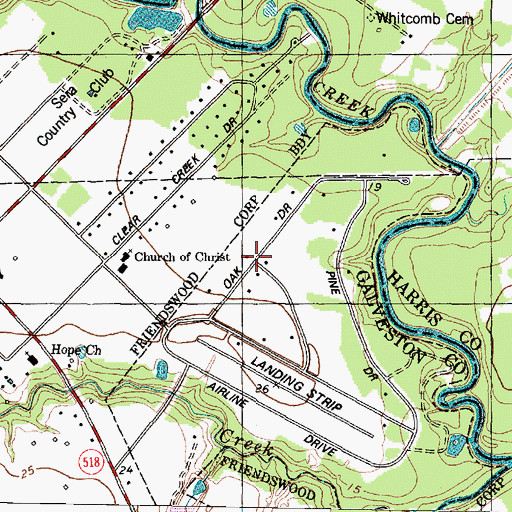 Topographic Map of Polly Ranch Estates, TX