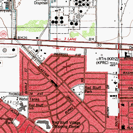 Topographic Map of Red Bluff, TX